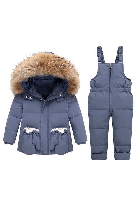 Boys Girls Ski Clothes Waterproof Snowboard Jumpsuits Fashion Solid Down Jackets Keep Thickening Warm Outdoor Coat Jumpsuit Glove Set