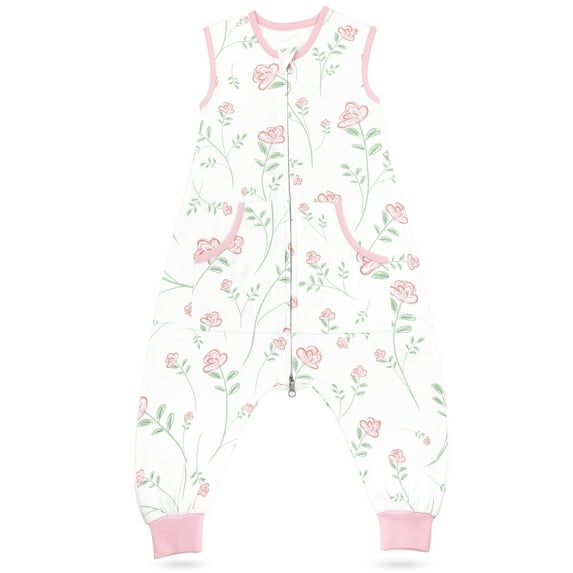 Toddler Sleep Sack for 2t-3t, 0.5 TOG Sleep Sack Baby Wearable Blanket, Toddler Baby Sleep Sack with Feet, Sleeveless Breathable Sleep Sacks for Baby Boys or Girls, Pink