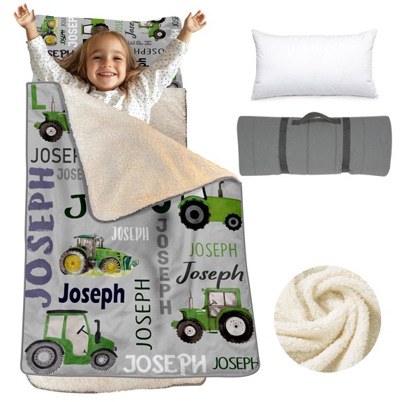 Toddler Sleeping Bag with Blanket and Pillow, Personalized Name Nap Mat for Daycare and Trips