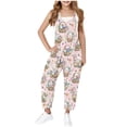thumbnail image 1 of Toddler Sleeveless Jumpsuit Girls'S Medium And Large Children'S Summer Suspenders Funny Easter Printed Jumpsuit Pink 9-10 Years, 1 of 3