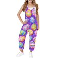 thumbnail image 1 of Toddler Sleeveless Jumpsuit Girls'S Medium And Large Children'S Summer Suspenders Funny Easter Printed Jumpsuit Purple 11-12 Years, 1 of 3