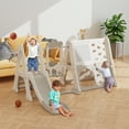 thumbnail image 1 of Toddler Slide, 8 in 1 Kids Indoor Slide for Toddlers 1-3, Kids Playground for Indoor Outdoor with Basketball Hoop Climbing playground and Swing , Indoor Outdoor Slide Playset,Gray, 1 of 9