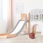 Toddler Slide Indoor, 8 in 1 Indoor Playground for Kids 4  Toddler Playset with Climber, Basketball Hoop, Tunnel and Storage Space Kids Outdoor Slide Playset