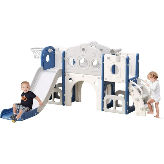 Toddler Slide Indoor Slides for Toddlers for Kids Indoor Slide Baby Plastic Play Slide with Basketball Hoop and Ball