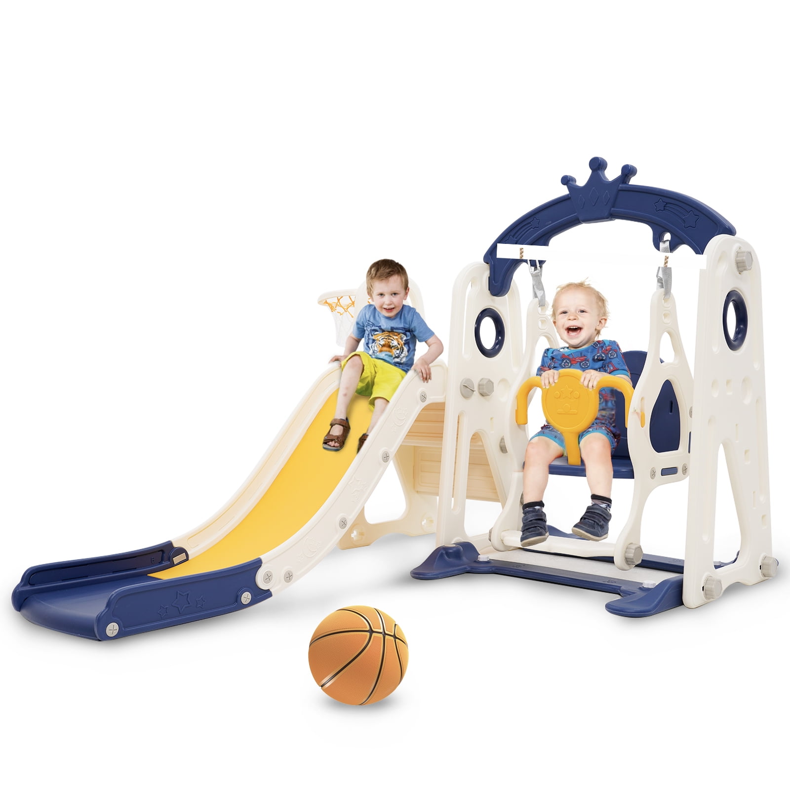 Toddler Slide and Swing Set 4 in 1 Baby Slide Climber Playset with