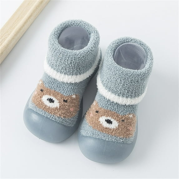 Toddler Slipper Socks Non-Skid Indoor Walking Sock Shoes Breathable Lightwewight Soft Sole Rubber Cotton Toddler Shoes Baby Grip Socks for Boys Girls 0-6 Months