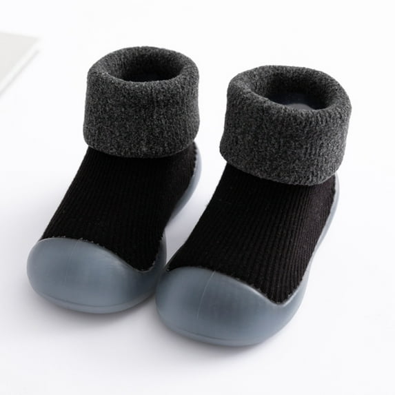 Toddler Slipper Socks Non Slip Floor Infant Walking Shoes Indoor Warm Knit Soft Sole Rubber Cotton Socks Shoes Toddler Shoes for Boys 3-6 Months