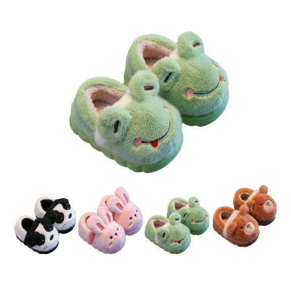 Toddler Slippers 3D Animal Memory Foam Comfy Home Warm Shoes Fall Winter Warm Closed Toe Pull On Kids Shoes Black Sizes 7-8 Y