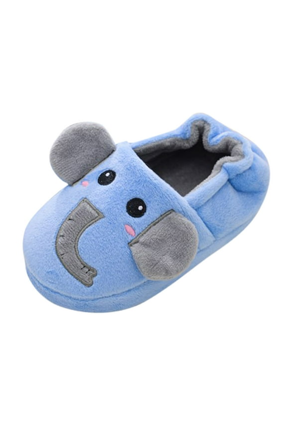 Toddler Slippers - Baby Girls Boys Cute Fuzzy Warm Soft Slipper - Kids Winter Fleece Lined Non Slip House Shoes Blue 9