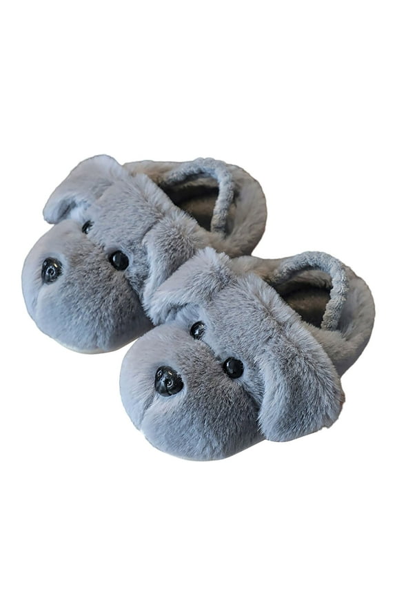 Toddler Slippers Boys Girls Winter Cute Cartoon Dog Foot Warm Slippers Baby Shoes Grey 2.5 Years-3 Years