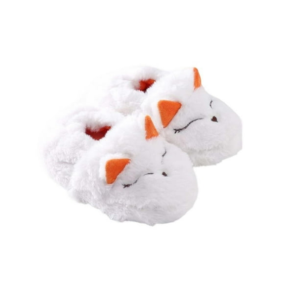 Toddler Slippers Boys Winter Cozy Slippers Soft Lining Gripper Rubber Bottom Plush Indoor Warm Slippers with 3D Design Kids Slippers White 10