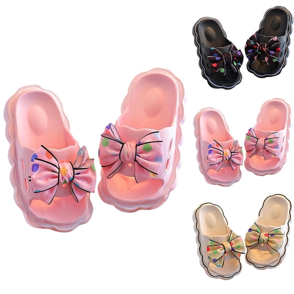 Toddler Slippers Children Girls 3-10Years Summer Non-Slip Open Toe Slip-on Flats Slides for Indoor Home Shower Slippers Bathroom Outdoor Beach Slippers Shoes
