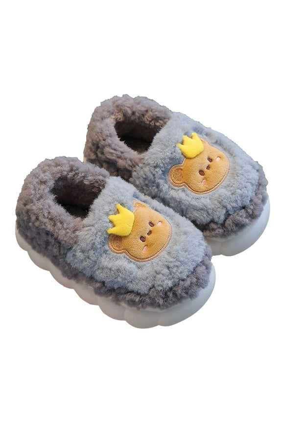 Toddler Slippers,Children Slippers Cartoon Memory Foam for Kids Boys Girls Home Slippers for Warm Wear,Kids Slippers,Grey,2.5-3 Years