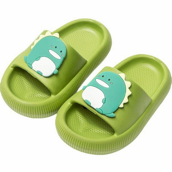 Toddler Slippers,Children Slippers Cartoon Soft for Kids Boys Girls Non Home Slippers for Indoor,Kids Slippers,Green,4-5 Years