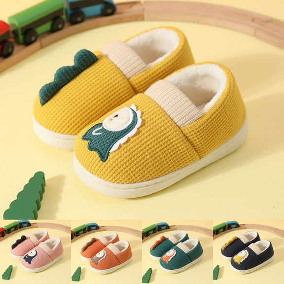 Toddler Slippers Girl Girls Dinosaur Warm Fuzzy Shoes Indoor Outdoor Cozy Comfortable Girls Boys Toddler House Slippers Pink 2.5 Years-3 Years