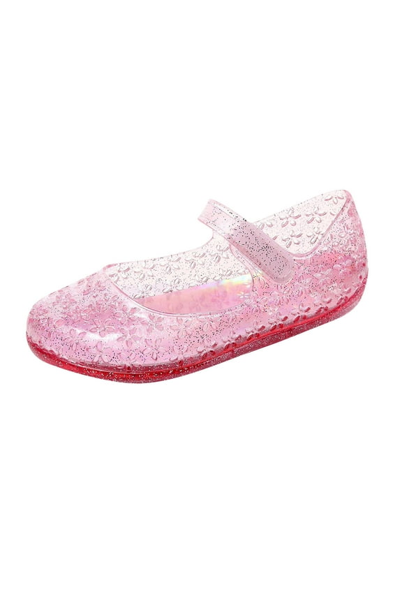 Toddler Slippers,Girls Jelly Mary Jane Sandals Sparkly Dance Party Shoes Toddler Kids Dress Up Footwear,Kids Slippers,Red,4.5-5 Years