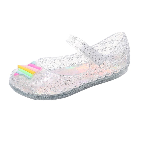 Toddler Slippers - Girls Jelly Mary Jane Sandals Sparkly Dance Party Shoes Toddler Slide On Slippers - Kids Slippers,Color:White,Size:2.5-3 Years