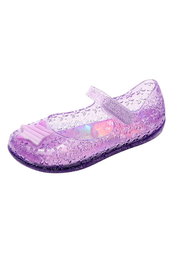 Toddler Slippers,Girls Jelly Mary Jane Sandals Sparkly Dance Party Shoes Toddler Slide On Slippers,Slippers for Kids,Purple,3.5-4 Years