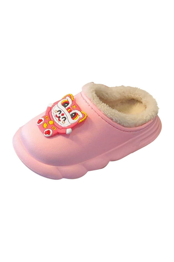Toddler Slippers,Girls Slippers Winter Warm Indoor Outdoor Lined Cartoon Soft Sole Toddler Kids Shoes,Kids Slippers,Pink,4.5-5 Years