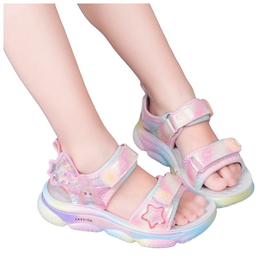 Toddler Slippers,Kids Sandals Thick Sole Open Toe for Children Girls Cute Cartoon Sandals for Beach,Kids Slippers,Pink,9.5-10 Years
