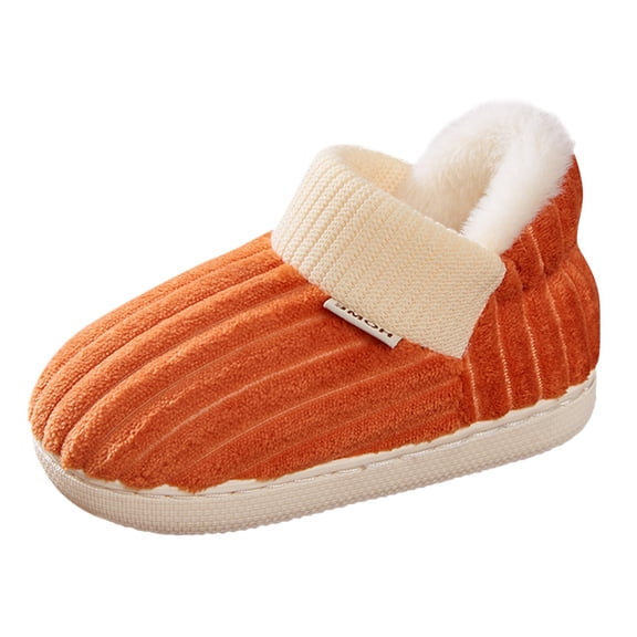 Toddler Slippers,Kids Slippers Cotton for Boys Girls Home Bedroom Slippers for Winter Warm Home,Kids Slippers,Orange,2.5-3 Years