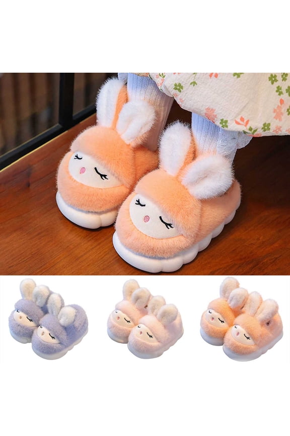 Toddler Slippers Winter 3D Bunny Cozy Soft Sole Shoes Indoor Home Comfortable Closed Toe Slip On Baby Shoes Pink Sizes 4.5-5 Y