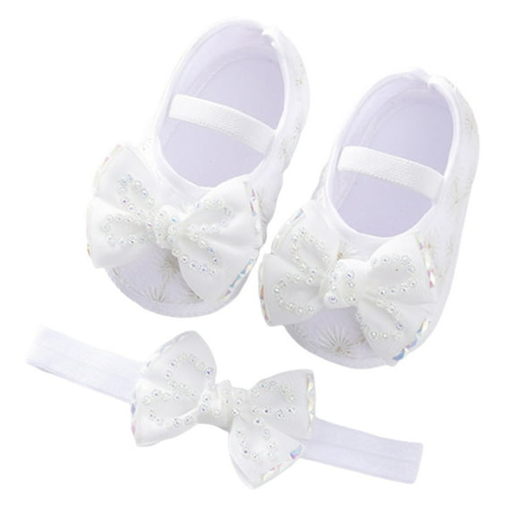 Toddler Sneakers,Baby Girls Jane Sequins Flats PU Leather Wedding Party Princess Ballet Shoe Rubber Sole Prewalker Toddler First Crib Shoes Girls Sneakers(Color:White,Size:6-9 Months)