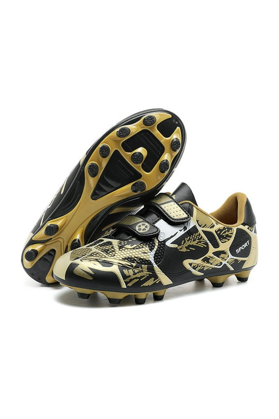 Toddler Sneakers Football Boots for Kids Boys and Girls Outdoor Non Breathable Soft Training Shoes Boys Sneakers Gold 6 Years-7 Years