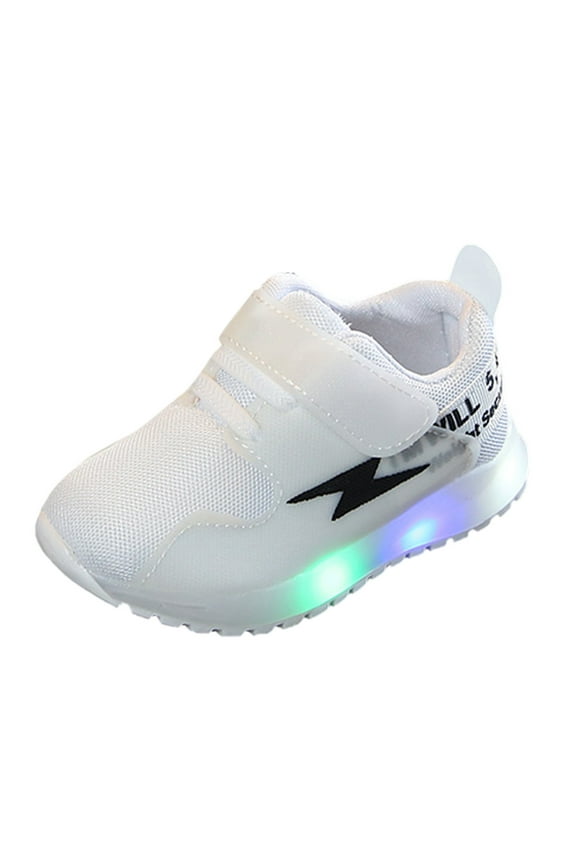 Toddler Sneakers Size 7 Children Kids Girls Boys Sneakers LED Light Luminous Shoes Sport Shoes(White,Toddler 18 Months-24 Months)