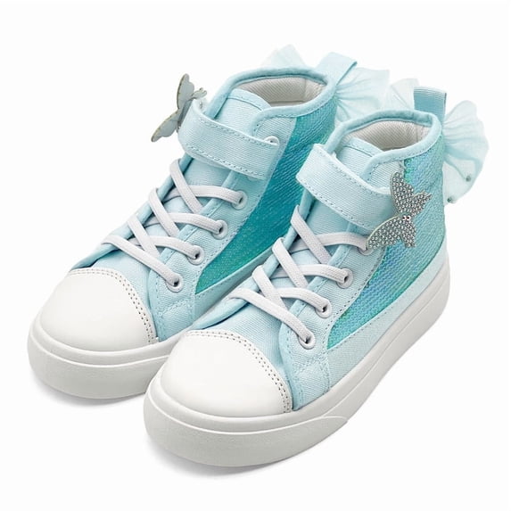 Toddler Sneakers for Girls Boys High Top Kids Canvas Sparkle Sequins Bow Casual Shoes