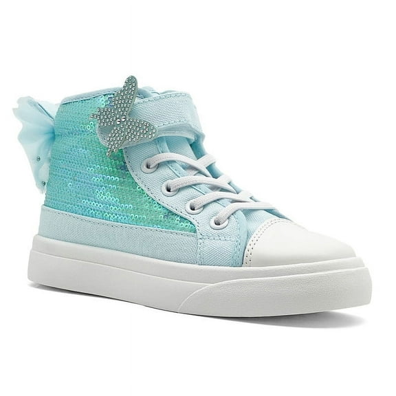 Toddler Sneakers for Girls Boys, Kids Canvas High Top Fashion Sparkle Sequins Bow Shoes Running Walking Casual Adjustable Strap Shoes