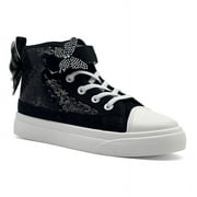 ROSYCLO Toddler Sneakers for Girls Boys, Kids Canvas High Top Fashion Sparkle Sequins Bow Shoes Running Walking Casual Adjustable Strap Shoes