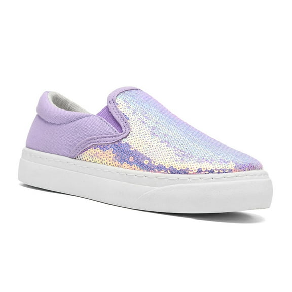 Toddler Sneakers for Girls Boys, Kids Canvas Low Top Slip On Sparkle Glitter Shoes Fashion Walking Casual Shoes