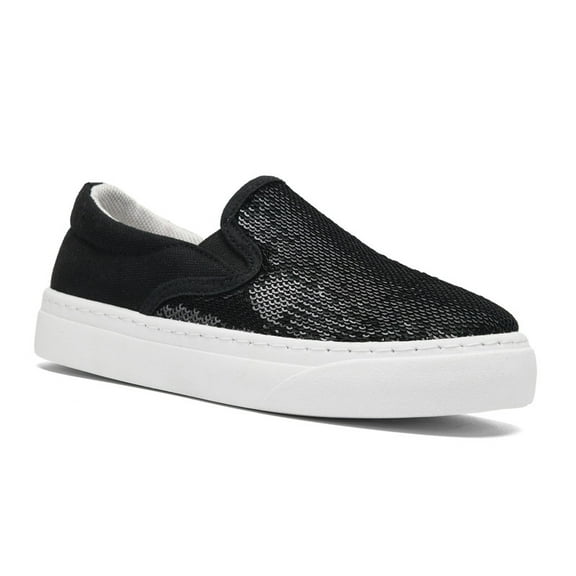 Toddler Sneakers for Girls Boys, Kids Canvas Low Top Slip On Sparkle Glitter Shoes Fashion Walking Casual Shoes