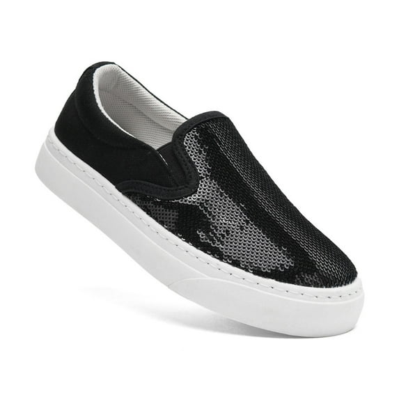 Toddler Sneakers for Girls Boys Low Top Slip On Kids Canvas Fashion Shoes Sparkle Sequins Walking Running Casual Shoe