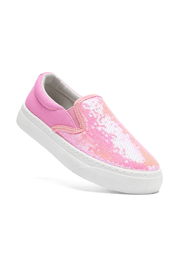 Toddler Sneakers for Girls Boys Low Top Slip On Kids Canvas Fashion Shoes Sparkle Sequins Walking Running Casual Shoe