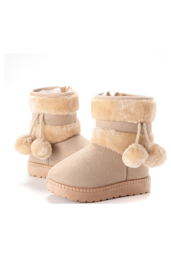 Toddler Snow Boots For Boys Girls Kids Outdoor Shoes Non Slip Booties With Side Zipper