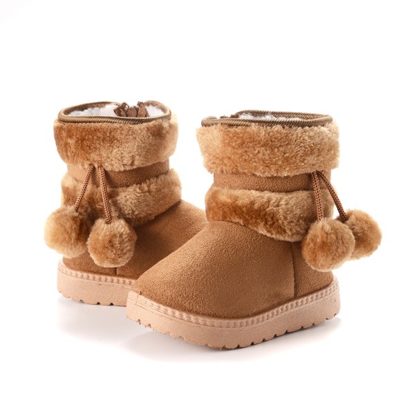 Toddler Snow Boots For Boys Girls Kids Outdoor Shoes Non Slip Booties With Side Zipper