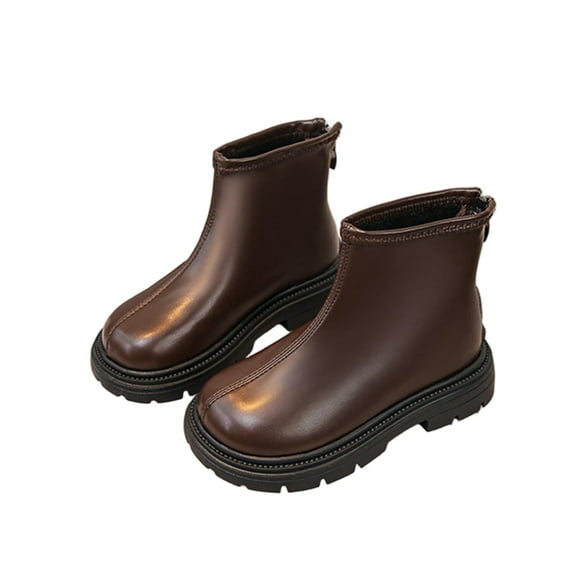 Toddler Snow Boots Girls Warm Waterproof Non Slip Outdoor Winter Shoes for Little Kids with Fit, Brown