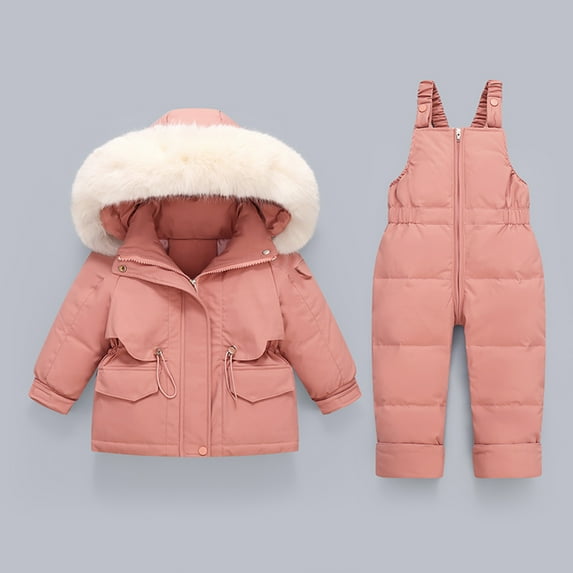 Toddler Snow Suit Boys Girls Fashion Solid Color Down Jackets Keep Thickening Warm Outdoor Coat Jumpsuit Set Kids Winter Clothes Zip Up Jacket Trench Coat Cute pants,1-5years