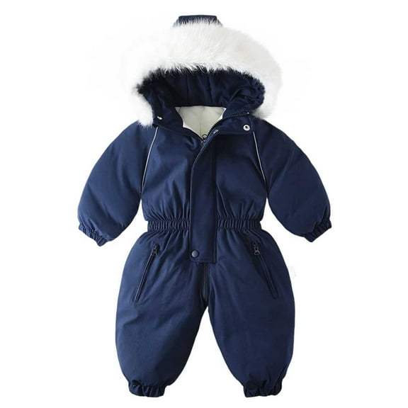 Toddler Snow Suit, Kids Ski Suits with Hood, Unisex Breathable Winter Warm Soft Fleece Lined Windproof One-Piece Snowsuit Jumpsuit Skiing Outerwear