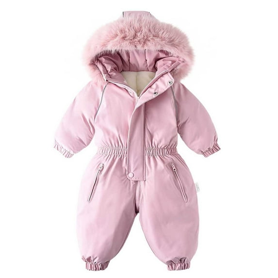 Toddler Snow Suit, Kids Ski Suits with Hood, Unisex Breathable Winter Warm Soft Fleece Lined Windproof One-Piece Snowsuit Jumpsuit Skiing Outerwear