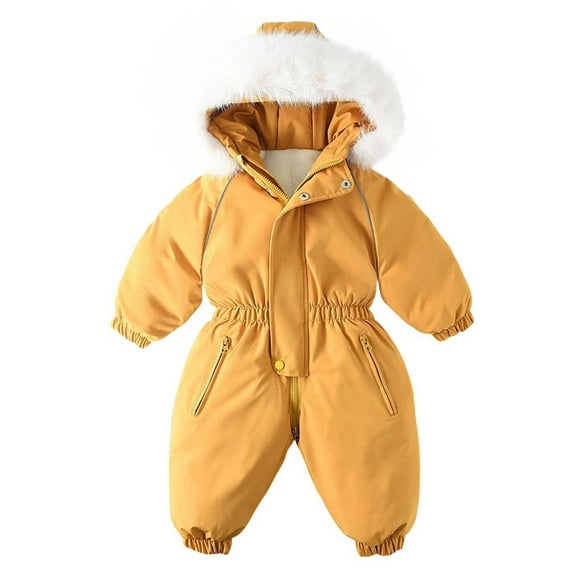 Toddler Snow Suit, Kids Ski Suits with Hood, Unisex Breathable Winter Warm Soft Fleece Lined Windproof One-Piece Snowsuit Jumpsuit Skiing Outerwear