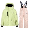 thumbnail image 1 of Toddler Snow Suit New Children's Winter Thick Waterproof Windproof and Warm Hooded Long Sleeved Top + Suspender Ski Pants Two-Piece Set for Kids Style B-10 Pinky 9-10 Years, 1 of 6