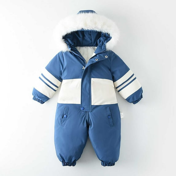 Toddler Snowsuit Boys And Girls Winter Fashion Outdoor Children's Hooded Plus Velvet Thick Warm Ski Suit Jumpsuit Baby'S Cute Waterproof Light Rain Coat Toddler Snow Suit,1-6years