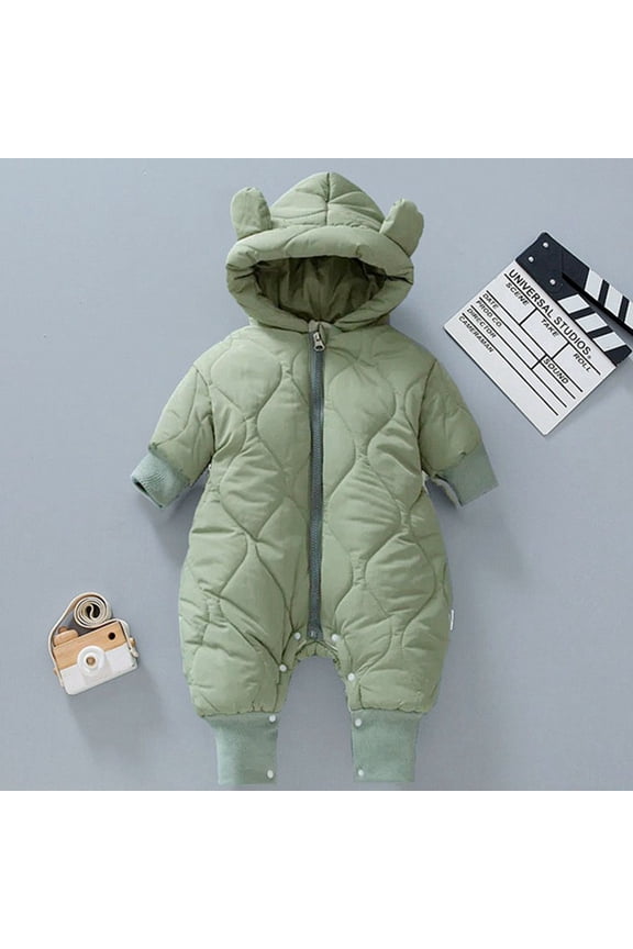 Toddler Snowsuit Cute Down Coat Hooded Romper for Coat Warm Windproof Long Sleeve Baby Girl Winter Clothes for Toddler Boys 3-6 Months