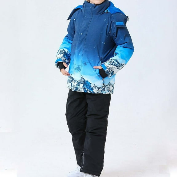 Toddler Snowsuit Kids Children's Ski Suit Windproof Waterproof Warm Thermal Insulated Winter Snow Jacket Pants Set Lightweight Comfortable Outdoor Snowboarding Clothing for Boys Girls 4-16 Years