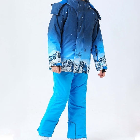 Toddler Snowsuit Kids Children's Ski Suit Windproof Waterproof Warm Thermal Insulated Winter Snow Jacket Pants Set Lightweight Comfortable Outdoor Snowboarding Clothing for Boys Girls 4-16 Years