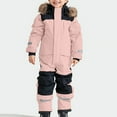 thumbnail image 1 of Toddler Snowsuit Kids Girls Boys Unisex Waterproof Winter Warm Ski Suit Windproof Insulated Thermal Lightweight Comfortable Reversible Colorful Siamese Jumpsuits Rain Coat for Baby 1-15 Years, 1 of 7