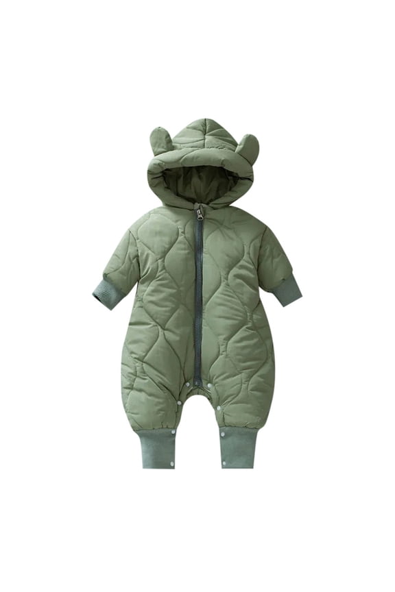 Toddler Snowsuit Winter Outwear Romper for Toddler Warm Jumpsuit Solid Color Long Sleeve Baby Girl Winter Clothes for Little Boys 1-3 Months